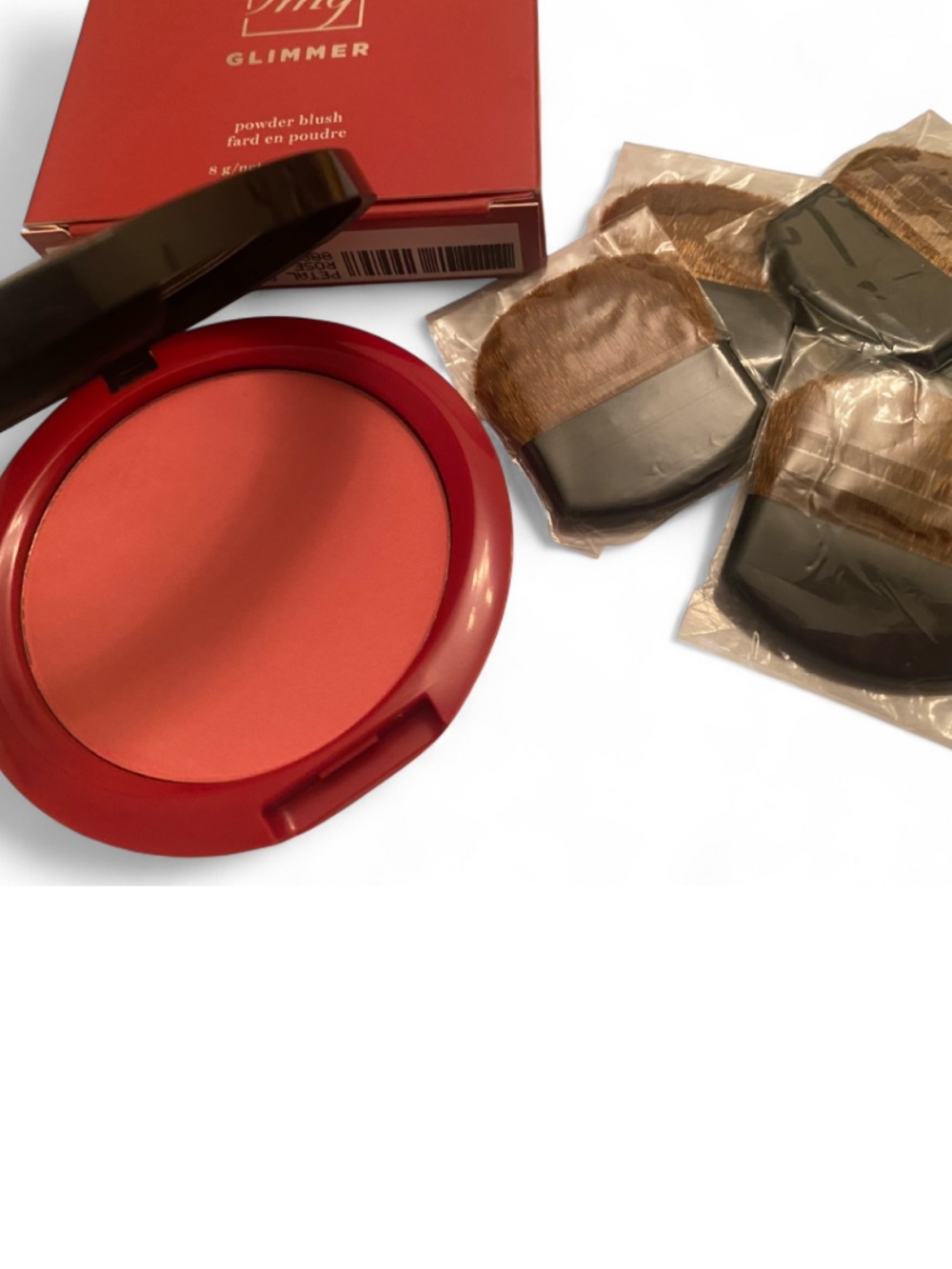 Avon fmg Glimmer Powder Blush in Petal Pink & 5 Disposable Blush Brushes - NEW - Picture 2 of 5
